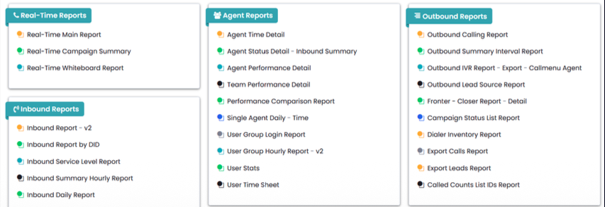 VICIdial real-time, agent and outbound reporting dashboards